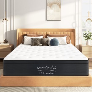 Okak Mattress with Individually Pocketed Innerspring, Medium Firm Hybrid Mattress, Memory Foam Mattress for Home, Hotel - 1 of 4