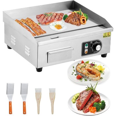 Electric Griddle, 18-Inch Commercial Countertop Grill, Non-Stick Plate, Adjustable Temperature Control 122°F-572°F, 1600W/110V.