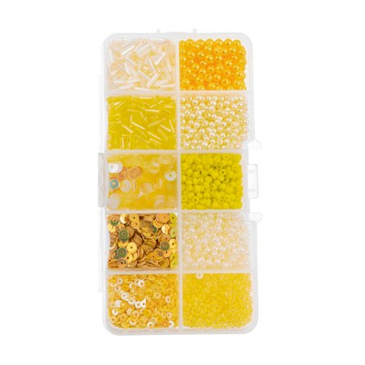 John Bead Sequins and Beads Kit Yellow Mix Beads