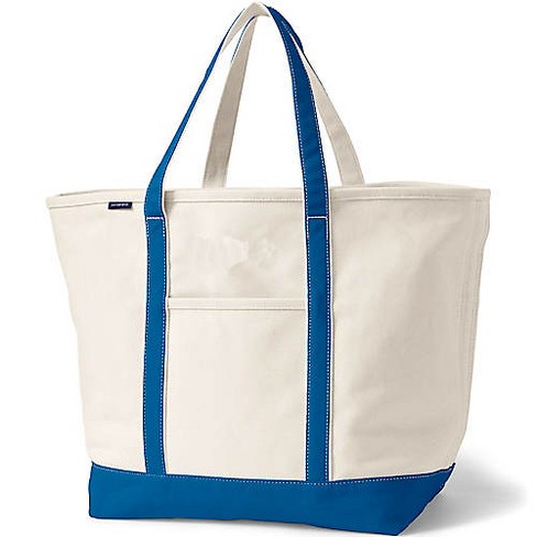 Lands End Extra Large Natural 5 Pocket Open Top Canvas Tote Bag Natural beacon Blue Target