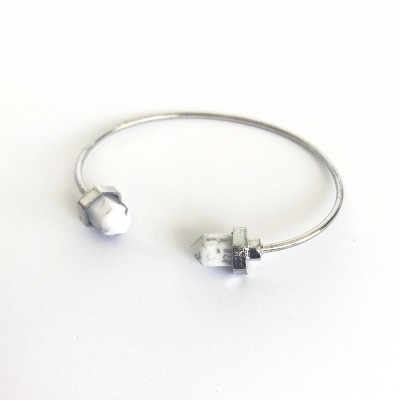 Sanctuary Project by sanctuaire Semi Precious White Howlite Pillar Cuff Bracelet Silver