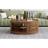 TIRAMISUBEST Wooden Mid-Century Modern Coffee Table, 36.8'' Round Cane Center Table Cocktail Table with PE Rattan Side for Living Room - 4 of 4