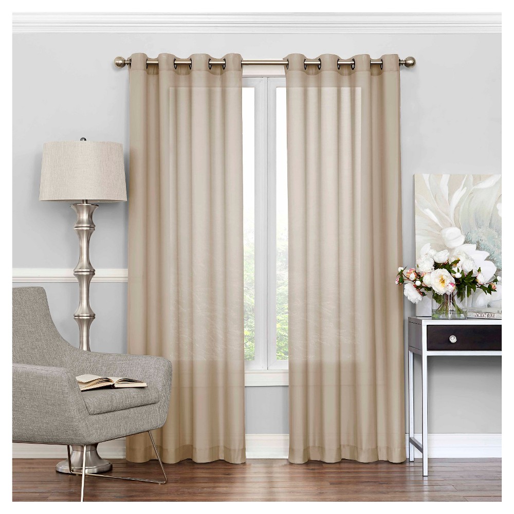 Photos - Curtains & Drapes Eclipse 63"x52" Liberty Window Sheer Curtain Tan  