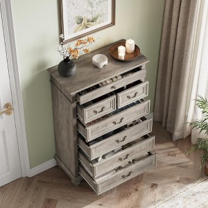 Zstar Chest of Drawers, Farmhouse Wooden Dresser with 7 Drawers for Bedroom, Living Room, Hallway - 1 of 4