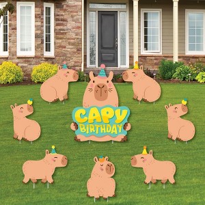 Big Dot of Happiness Capy Birthday - Yard Sign and Outdoor Lawn Decorations - Capybara Party Yard Signs - Set of 8 - 1 of 4