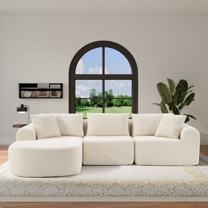 PexFix 104" Oversized Modular Sectional Sofa with L-Shape Chaise Modern Upholstered Cloud Couches with Throw Pillows for Living Room Bedroom Beige - 1 of 4