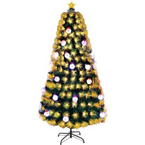 VINGLI 6ft Pre-lit Fiber Optic Christmas Artificial Tree w/Multicolor LED Lights, Snowman & Star Topper - 1 of 4