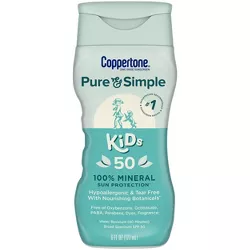 Coppertone Pure and Simple Kids Mineral Sunscreen Lotion - SPF 50 - 6 fl oz