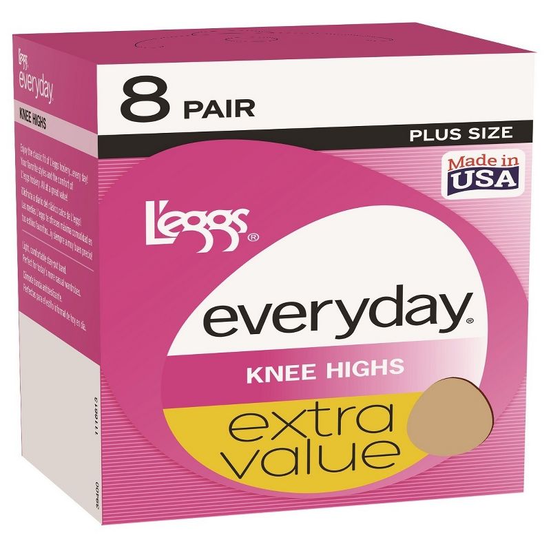 Legg's Women's Extended Size Everyday 8pk Knee Highs - One Size Fits Most, 2 of 3