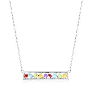 Ross-Simons 0.86 ct. t.w. Multi-Gemstone Bar Necklace in Sterling Silver Size 18 - 1 of 3