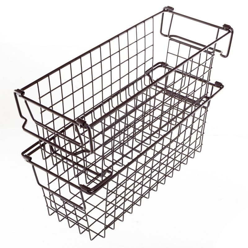Home-Complete Set of 2 Wire Storage Bins - Shelf Organizers with Handles for Toy, Kitchen, Closet, and Bathroom, 1 of 11