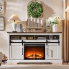 SinCiDo Farmhouse Electric Fireplace TV Stand for 70+ Inch TV, 34" Tall Entertainment Center w/Sliding Doors & Adjustable Shelves - 2 of 4