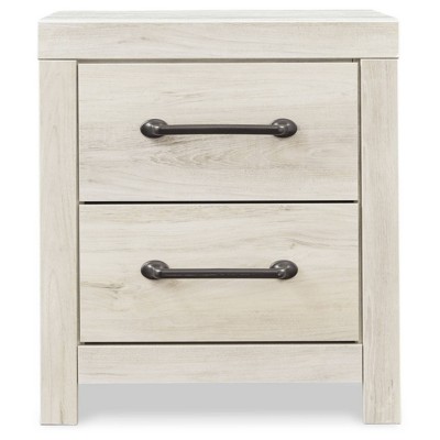 Wispy Whitewash Rustic Industrial 2-Drawer Nightstand with USB