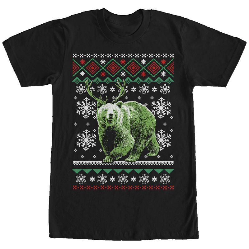Men's Lost Gods Ugly Christmas Rein-Bear T-Shirt, 1 of 5