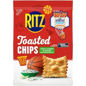 RITZ Toasted Chips Sour Cream and Onion Crackers, Party Snacks, School Snacks, 8.1 oz, Pack of 2 - 1 of 4