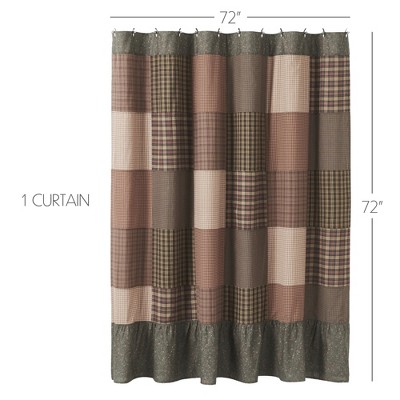 Crosswoods Patchwork Green and Brown Cotton Shower Curtain, 72x72