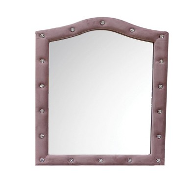 GlasFlength Decorative Wall Mirrors Reggie Fabric Mirror Wall Mirror Polished Mirror Decorative Mirror for Living Room, Pink, 22"*22"*30"