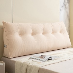 Bekrvio Corduroy Bed Wedge Pillow, Headboard Bolster Back Rest Cushion Pillow f Sofa Bed - 1 of 4