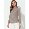 Allegra K Women's Turn Down Collar Plaid Button Up Long Sleeve Shirt - 3 of 4