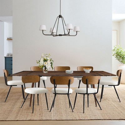 95" L Rectangular Extendable Dining Table with Dining Chair Set of 8 Farmhouse Dining Room Furniture-Tanpinhause