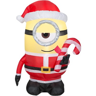 Gemmy Christmas Airblown Inflatable Minion Stuart Licking Candy Cane, 3.5 ft Tall, Yellow