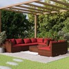 vidaXL 8 Piece Patio Lounge Set - Poly Rattan Outdoor Furniture with Cushions, Water-Resistant, Easy to Clean, Modular Design - Brown & Cinnamon Red - 2 of 4