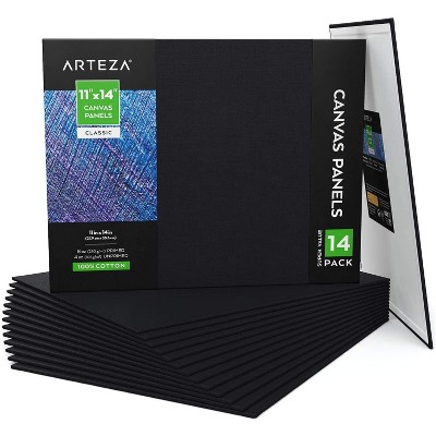 Arteza Canvas Panels, Classic, Black, 11"x14", Blank Canvas Boards for Painting - 14 Pack (ARTZ-9280)