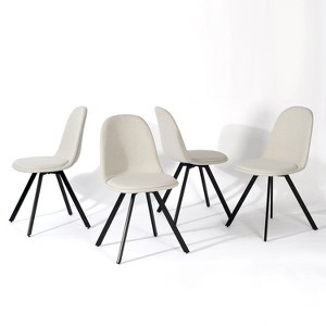 FurnitureR Swivel Dining Chairs Set of 4, Liner Upholstery Fabric Chair Armelss Mid Back with Metal Legs for Dining Room, Kitchen, Restaurant, Beige - 1 of 4
