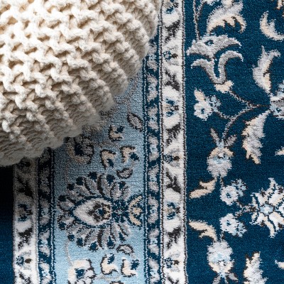 Navy/Blue Medallion Easy-Care Synthetic Area Rug