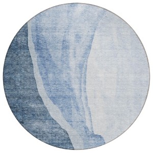 Navy Blue And Sky Blue Abstract Washable Indoor Outdoor Area Rug - 1 of 4