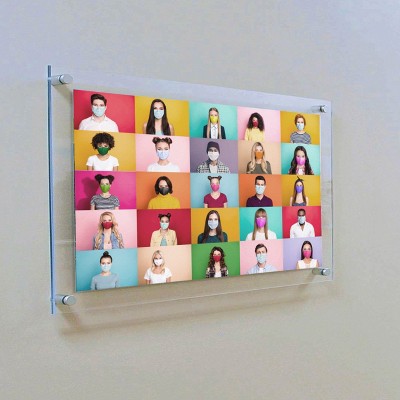 Clear Acrylic Wall Frame with Silver Caps, 9" x 12"