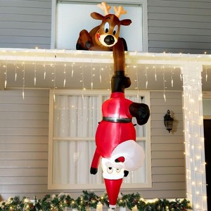 Paaaawaters 8 FT Hanging Christmas Inflatables Decoration, Christmas Inflatable Reindeer and Climbing Santa - 1 of 4
