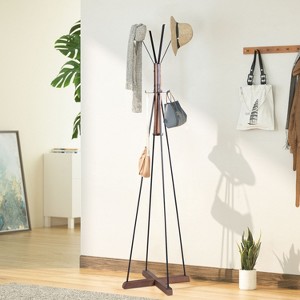 KTMBDW Coat Rack, Freestanding Coat Rack with 8 Hooks Tree Coat Racks for Bedroom, Hallway, Entrance, for Hats, Coats, Scarves, Brown & Black - 1 of 4
