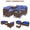 4 Pieces Patio Sectional Furniture PE Rattan loveseat Sofa Set, Wicker Outdoor Conversation Couch Sets with Coffee Table & Storage - 3 of 4