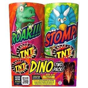TNT Dino Pack Fountain Fireworks 54pk: Outdoor Celebration, Vibrant Sparks, Ground Based, Adult Supervision Required - 1 of 4
