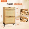 Munora Rattan Shoe Cabinet - 2 Flip Rattan Drawers + 1 Slide Drawer, Metal Legs - Slim Entryway Organizer (Light Wood Color) - 2 of 4