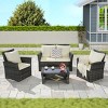Outdoor Sofa Set, 4 Pcs Rattan Wicker Sofa, Sofa Set with Armrest Chairs and Tempered Glass Coffee Table, Sofas with Cushions-Coolbibila - 2 of 4