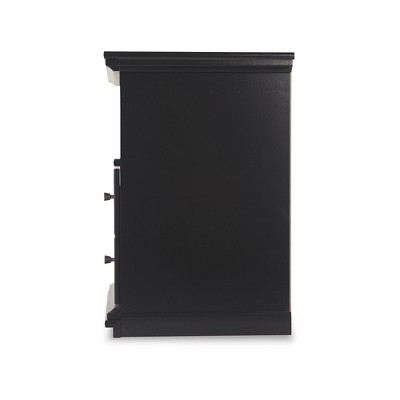 Black Contemporary 2-Drawer Nightstand with Pewter Knobs