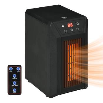 HOMCOM Space Heater for Indoor Use, 1500W Fast Heating Portable Electric Heater with Thermostat, 3 Modes, Remote, 12h Timer for Bedroom Desktop