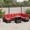 vidaXL Patio Sofa Set with Cushions Sectional Couches 9 Piece Poly Rattan - Brown without storage - 2 of 4