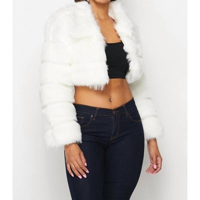 Women's Faux Fur Crop Collar Jacket - Hot & Delicious