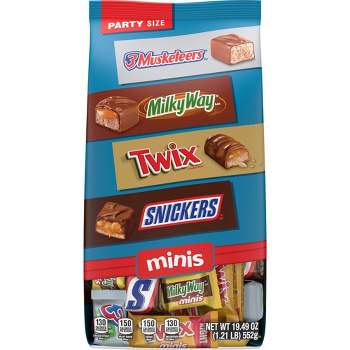 Snickers, Twix, Milky Way, & 3 Musketeers Minis Chocolate Candy Bars - 19.49oz Bulk Bag