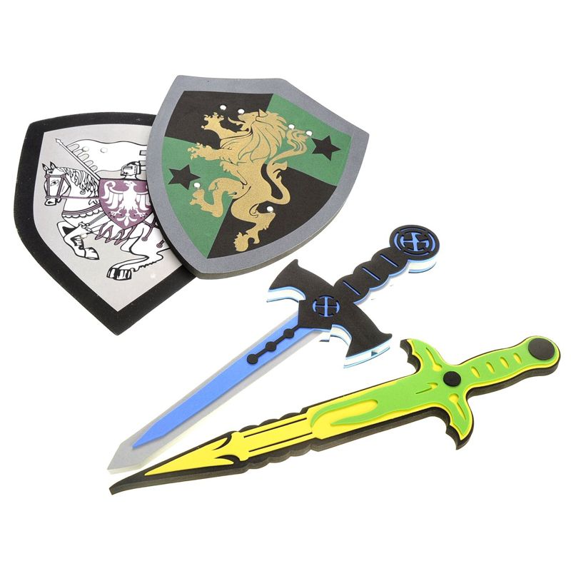 Insten 2 Pack Play Foam Swords And Shields for Kids, Pretend Warrior or Knight, 1 of 7