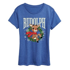 Women's - Rudolph - Rudolph Wreath Collegiate Short Sleeve Graphic T-Shirt - 1 of 4