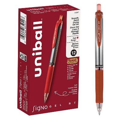uni-ball uniball Signo RT Gel Pens Medium Point 0.7mm Red Ink Dozen (65942)