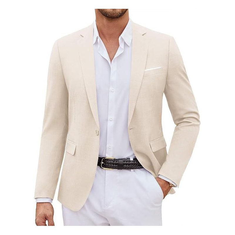 COOFANDY Mens Casual Blazer Suit Jackets One Button Sport Coats Lightweight Business Sports Jackets Beige S
