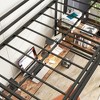 Twin Loft Bed with L-Desk, Shelves, Charging Station, LED Lights, Guard Rail, Ladder, Brown Wood, No Box Spring - 3 of 4