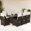 vidaXL 9 Piece Patio Dining Set - Brown PE Rattan Garden Furniture with Cushions & Tempered Glass Tabletop - 2 of 4