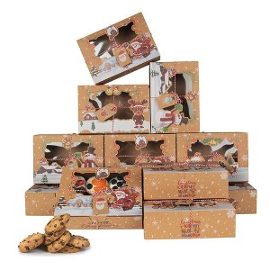 24 Pack Christmas Cookie Boxes for Gift Giving, Christmas Bakery Box with Window - 1 of 4