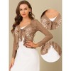 INSPIRE CHIC Women's Tie Front Ruffled Hem Floral Lace Sheer Crop Bolero Shrug - 2 of 4